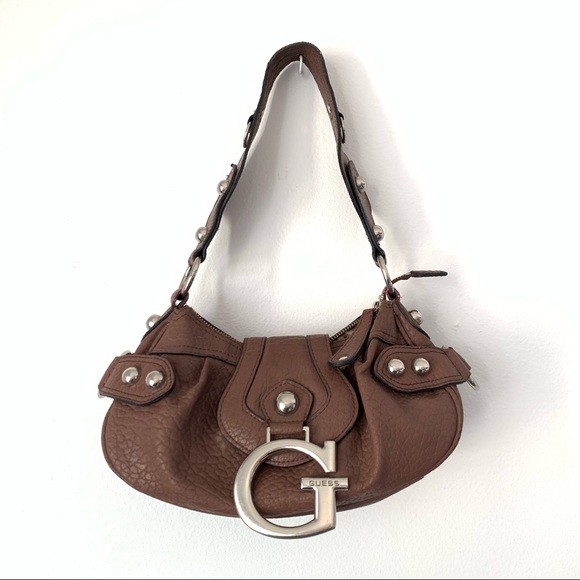 Guess Bags Vintage Y2k Guess Brown Studded Shoulder Bag Poshmark